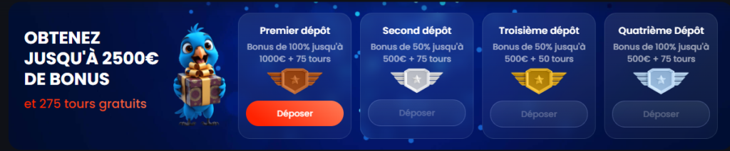 bonus sur monaco jack sur les 4 premiers dépots